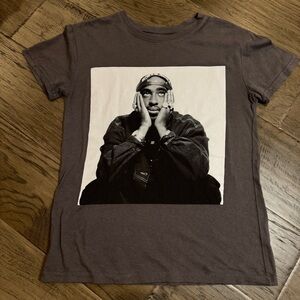 Vintage Style 2Pac Shakur Crew Neck Graphic T-Shirt -‎ Charcoal XS 100% Cotton